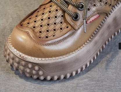 Chaussures Compensées en Cuir Véritable