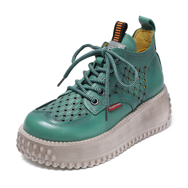 Chaussures Compensées en Cuir Véritable