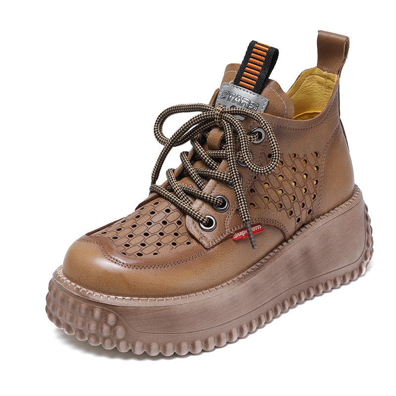 Chaussures Compensées en Cuir Véritable
