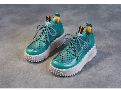 Chaussures Compensées en Cuir Véritable
