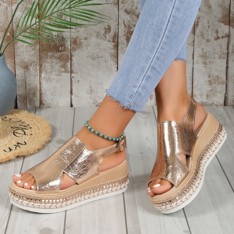 Sandales Compensées Femme Brillantes