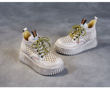 Chaussures Compensées en Cuir Véritable