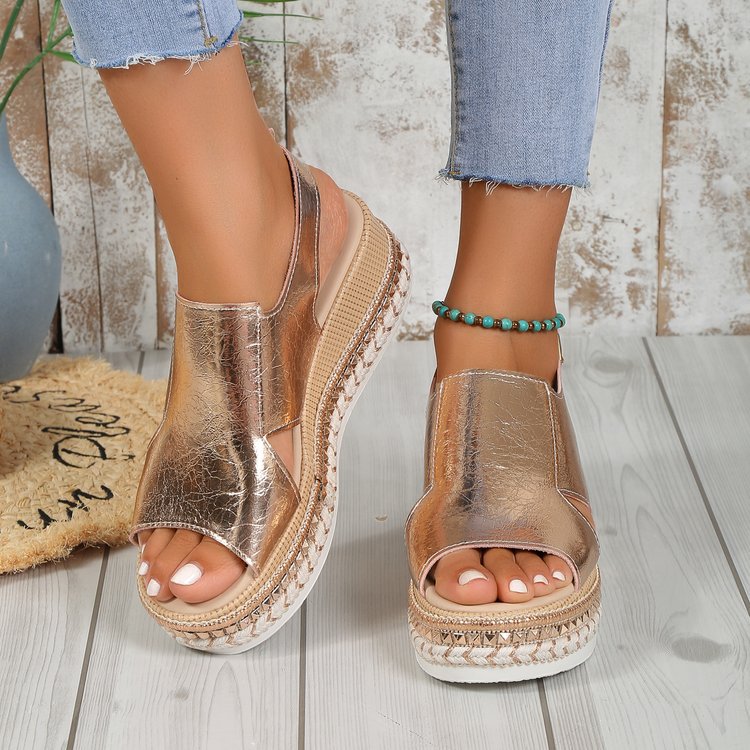 Sandales Compensées Femme Brillantes