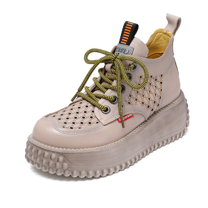 Chaussures Compensées en Cuir Véritable