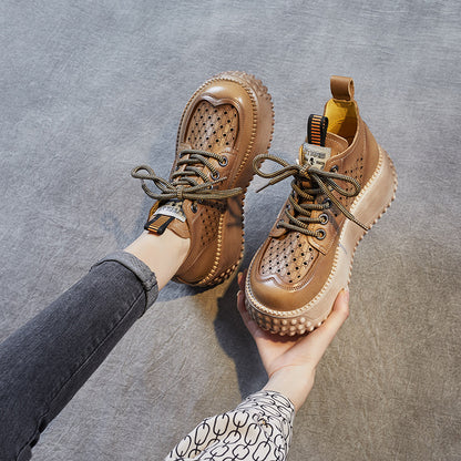 Chaussures Compensées en Cuir Véritable